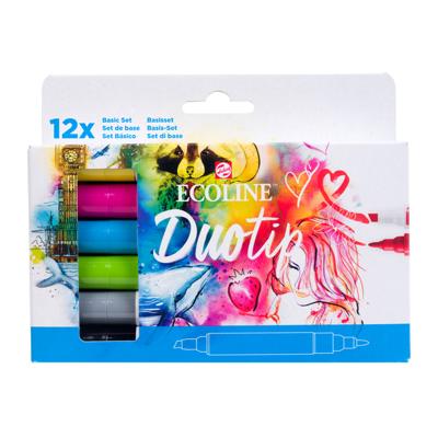 Talens Ecoline Duotip Brush pen, etui van 12 stuks, basis Talens Ecoline Duotip Brush pen, etui van 12 stuks, basis