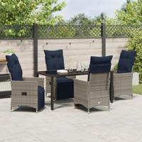 5-delige tuinset met kussens in het grijs van poly rattan - thumbnail