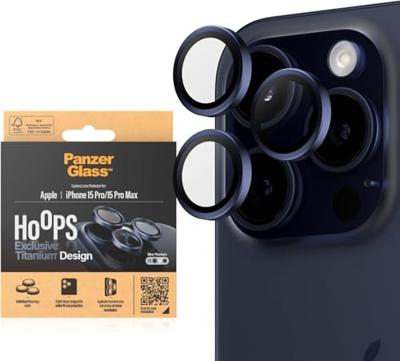 PanzerGlass™ Ti Hoops camera lensbeschermer voor Apple iPhone 15 Pro | Pro Max - bescherming met stijl, schokbestendig glas, blauw titanium