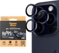 PanzerGlass™ Ti Hoops camera lensbeschermer voor Apple iPhone 15 Pro | Pro Max - bescherming met stijl, schokbestendig glas, blauw titanium - thumbnail