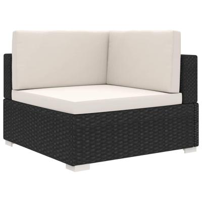 Hoekbank 1 st met kussens poly rattan zwart Hoekbank 1 st met kussens poly rattan zwart