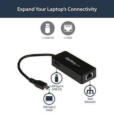 .com USB 3.1 USB-C to Gigabit Network Adapter with Extra USB Port - Netwerkadapter - USB Type-C - Gigabit Ethernet - zwart