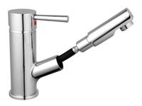 Wastafelkraan Opbouw Schütte Cornwall Eéngreepsmengkraan met Uittrekbare Mousseur Geluidloos Chroom - thumbnail