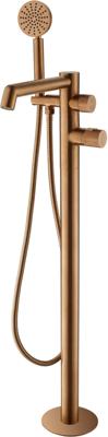Ben Engraved Cross thermostatische vrijstaande badkraan met gravering geborsteld koper