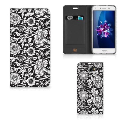Huawei Y5 2 | Y6 Compact Smart Cover Black Flowers Huawei Y5 2 | Y6 Compact Smart Cover Black Flowers