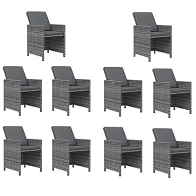 11-delige Tuinset met kussens poly rattan grijs