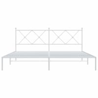 Bedframe met hoofdbord metaal wit 183x213 cm - thumbnail