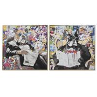 Schilderij Home ESPRIT polyestyreen Canvas Modern Hond 82,5 x 3,5 x 82,5 cm (2 Stuks) - thumbnail