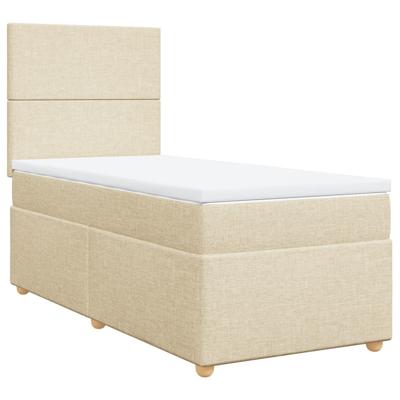 Boxspring met matras stof crèmekleurig 90x200 cm