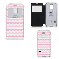 Samsung Galaxy S5 Mini Telefoon Hoesje Waves Roze - thumbnail