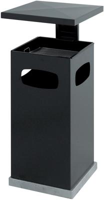 Eko papier- en asbak met afneembaar afdak en verzinkte binnenemmer