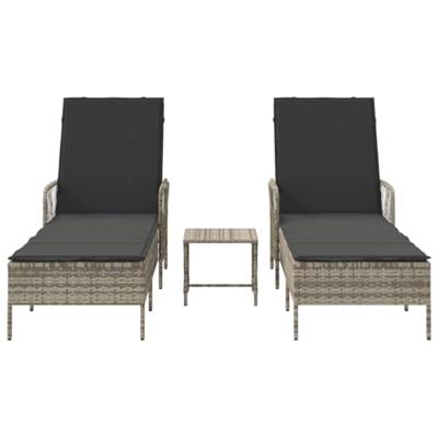 Ligbed met kussen 2 pcs Lichtgrijs 35 x 35 x 32cm poly rattan