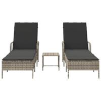 Ligbed met kussen 2 pcs Lichtgrijs 35 x 35 x 32cm poly rattan - thumbnail