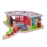 Bigjigs houten rails - luxe remise voor 5 treinen - thumbnail