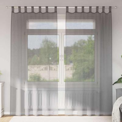 Gordijnen voile met lussen 2 st 140x225 cm donkergrijs
