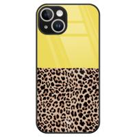 iPhone 14 glazen hardcase - Luipaard geel - thumbnail