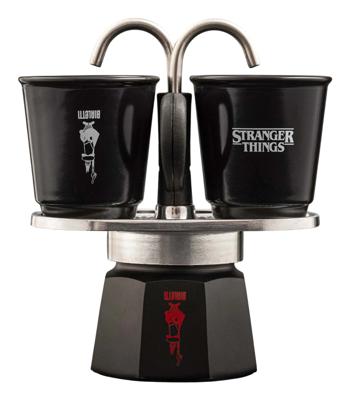 Italiaanse koffiemachine - BIALETTI - Mini express set - Stranger Things collectie - Met 2 hittebestendige kopjes - Zwart/Rood
