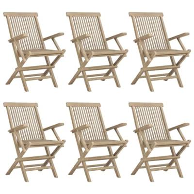 Tuinstoelen inklapbaar 6 st 56x61x89 cm massief teakhout grijs