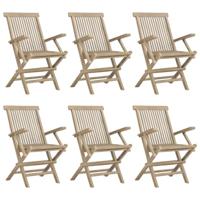 Tuinstoelen inklapbaar 6 st 56x61x89 cm massief teakhout grijs - thumbnail