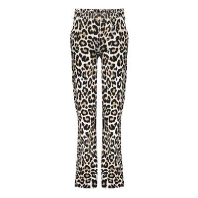 Geisha winter wide broek meisjes - zwart/zand - AOP luipaard