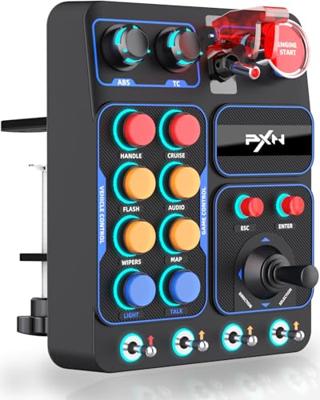 PXN CB1 Button Box - Zij Paneel voor Gaming Stuur, ETS2 Hulp Controller - Alleen voor PC | 19 Sim Knoppen, RGB, USB, Klem | Knoppen Kast voor Truck, Race, Vliegtuig en Boerderij Simulatie Spellen
