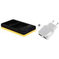 Duo lader voor 2 camera accu's Nikon EN-EL14 + handige 2 poorts USB 230V adapter - thumbnail