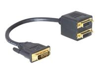 DeLOCK Adapter DVI25 M > 2x DVI25 F 0,2 m DVI-I DVI-25 Zwart - thumbnail
