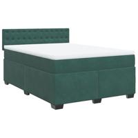 Boxspring met matras fluweel donkergroen 140x190 cm - thumbnail