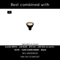 Lucide TUBE - Plafondspot - 2xGU10 - Zwart - thumbnail