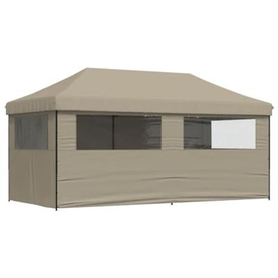Partytent inklapbaar pop-up met 4 zijwanden taupe