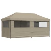 Partytent inklapbaar pop-up met 4 zijwanden taupe - thumbnail
