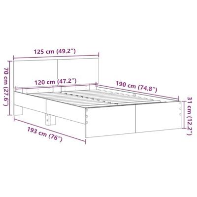 Bedframe met hoofdeinde Zwart Eiken 120 x 190 cm Bewerkt hout