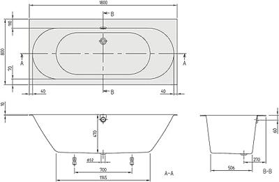 Villeroy & Boch Oberon 2.0 bad rechthoek 180x80cm - duo wit ubq180obr2dv-01