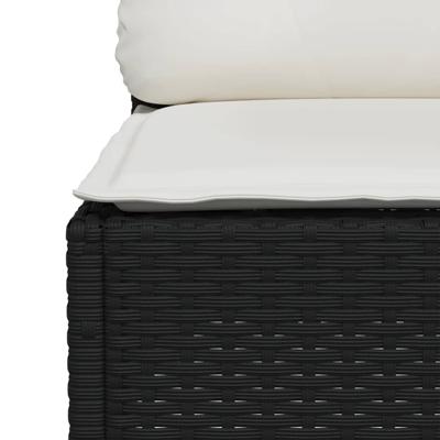 5-delige Loungeset met kussens poly rattan zwart
