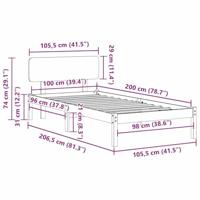 Bedframe met hoofdeinde Wit 100 x 200 cm Massief grenenhout - thumbnail