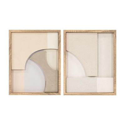 Schilderij Home ESPRIT Wit Beige Natuurlijk Modern Scandinavisch 40 x 3,8 x 50 cm (2 Stuks)