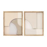Schilderij Home ESPRIT Wit Beige Natuurlijk Modern Scandinavisch 40 x 3,8 x 50 cm (2 Stuks) - thumbnail