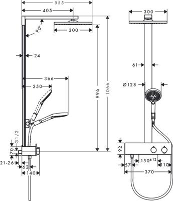 Hansgrohe Raindance E Showerpipe 300 1jet met ShowerTablet 350, chroom
