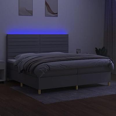 Boxspring met matras en LED stof lichtgrijs 200x200 cm