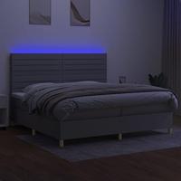 Boxspring met matras en LED stof lichtgrijs 200x200 cm - thumbnail