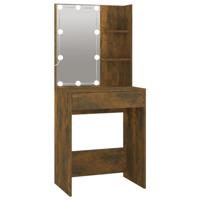 Kaptafel met kastjes en LED's bewerkt hout gerookt eikenkleurig - thumbnail