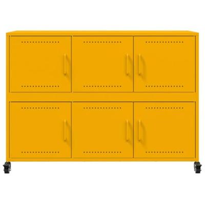Dressoir 100,5x39x72 cm staal mosterdgeel