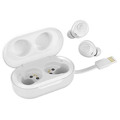 JLab JBuds Air Bluetooth-hoofdtelefoon, draadloze hoofdtelefoon met USB-oplaadetui, IP55 zweetbestendigheid en EQ3 Custom Audio, Bluetooth-koptelefoon met meer dan 24 uur afspeeltijd, wit