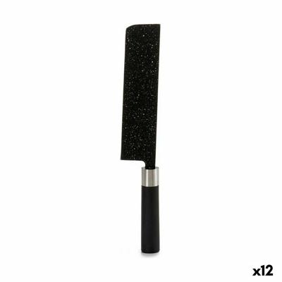 Groot kookmes Kinvara Zwart Roestvrij staal Plastic 5,3 x 33 x 2,3 cm 33 x 2,3 x 5,3 cm Marmer (12 Stuks)