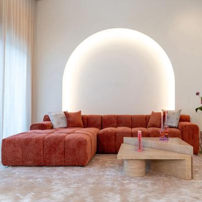 Richmond 3-zits Loungebank 'Cube' Links, Chenille, kleur Blush