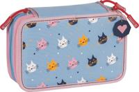 Brunnen pennenetui katten 3 vaks 19,5 cm blauw 34 delig - thumbnail