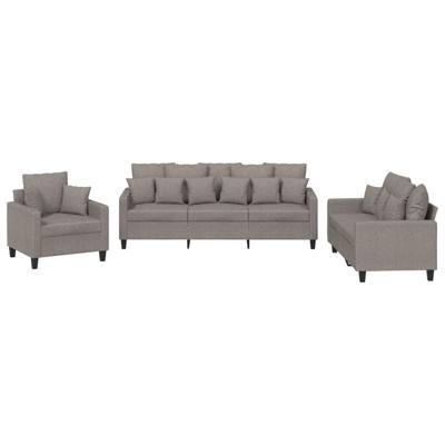 3-delige Loungeset met kussens stof taupe