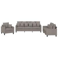 3-delige Loungeset met kussens stof taupe - thumbnail