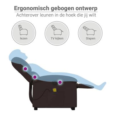 Sta-op-massagestoel elektrisch verstelbaar stof donkerbruin