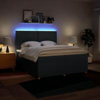 Boxspring met matras stof blauw 200x200 cm - thumbnail